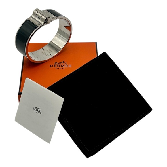 Hermès Enamel Charniere Uni Wide Hinged Bracelet - Picture 3 of 11